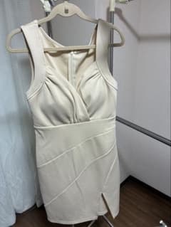 ノースリーブ ミニドレス ベージュ