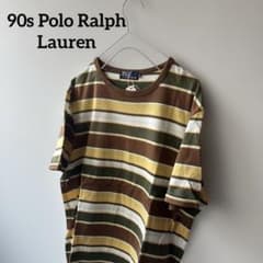 90sPoloRalphLaurenポロラルフローレンボーダーtシャツL