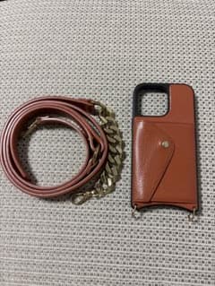 iPhone13pro用ショルダーケース カード収納 ブラウン - 3