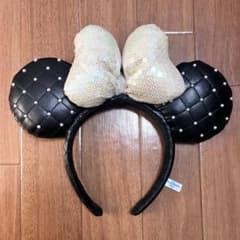 ミニー　キルティング　カチューシャ　黒　パールのサムネイル