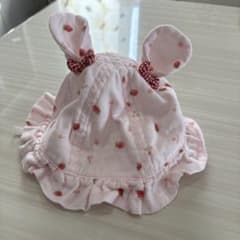 サイズ46cm 赤ちゃん用ピンクの耳つきお帽子のサムネイル