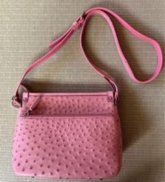 JRA】日本製オーストリッチ ショルダーバッグ メタルタグプレート付き 