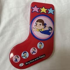 FUJIYA Pekoちゃん 靴下型缶　レア　レトロ　ブリキのサムネイル