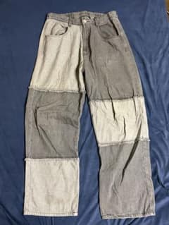 切り替えデザイン デニムパンツ グレー系のサムネイル