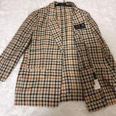 DAKS ダックス 麻混 テーラードジャケット ハウスチェック レディース