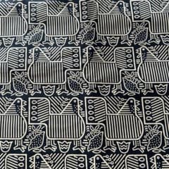 鳥模様の綿プリント生地のサムネイル