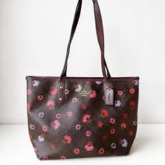 COACH コーチ 花柄 シグネチャー トートバッグ A4収納可 ブラウンのサムネイル