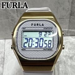 FURLA フルラ デジタル腕時計 ゴールド ホワイト レザー 箱付 保証書付