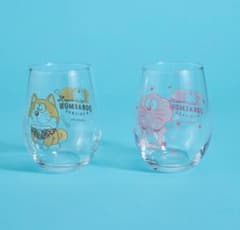 100% 도라에몽 & 프렌즈전 벚꽃 도라에몽 시바견 마루 글라스 전 2종 세트