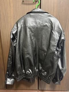 フェイクレザー ショート丈 ライダースジャケット ブラック レディースのサムネイル