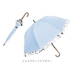 芦屋ロサブラン 日傘 長傘 ミドル 55cm シエルブルー×アイボリー