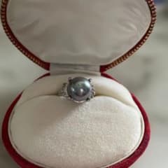 の*ん様 真珠グレー系パール大粒リング　13.5号
