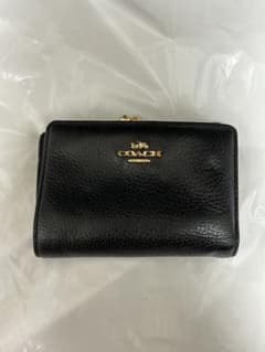 COACH コーチ 二つ折り財布 がま口 レザー ブラック レディース