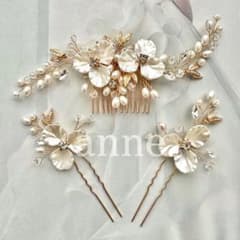 ヘッドドレス コーム ヘアピン 髪飾り 新品 前撮り 披露宴成人式 和装HS⑥