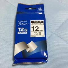 [新品]P-touch ピータッチ 12mm 白テープ 黒インクのサムネイル