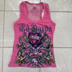 Ed Hardy ピンク タンクトップ スカル