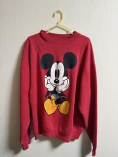 ミッキーマウス プリント 赤 スウェット　おすわりミッキーのサムネイル