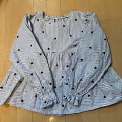 ストライプ ハート刺繍 ティアードブラウス 長袖のサムネイル