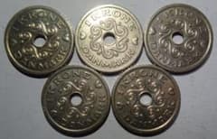 デンマーク硬貨【1クローネ5枚(1992年)】 約20mm b - メルカリ