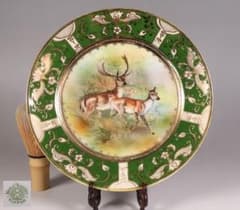 【CM298】オールドノリタケ 鹿 皿 プレート 金彩 盛上 緑 グリーン 明治 m33479957002_1.jpg?1757921317