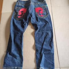 値下げ！SHMACKストレートデニム スカルデザインのサムネイル