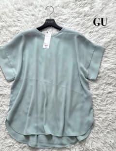 【未使用品】GU ドレープTブラウス グリーン XLのサムネイル