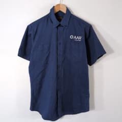GoldStar 企業ロゴ AAR 刺繍 ワークシャツ 半袖 紺 M 古着のサムネイル