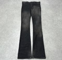 archive leopard flare black denim y2k - メルカリ