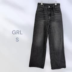 GRL (Grail) Black Denim Wide-Leg Pants - Casual, Basic, Versatile