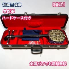 沖縄三味線 本蛇革 パイソン ニシキヘビ 美品 送料無料 ハードケース