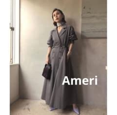 Ameri ⭐︎ LONG COAT LIKE BELT DRESS グレー - メルカリ