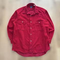 【アメカジ】コーデュロイシャツ メンズ L 赤 綿100 長袖 vintage