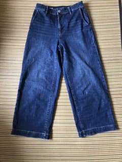 無印良品 縦横ストレッチデニムワイドパンツ インディゴブルー Sサイズのサムネイル