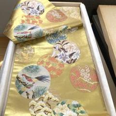 正絹 金色 花柄 鳥刺繍 袋帯 未仕立て品 - メルカリ