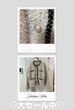 ボアジャケット ベージュ ノーカラーのサムネイル