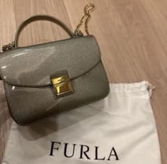 FURLA メトロポリタン シルバーショルダーバッグ グリッターバッグ 