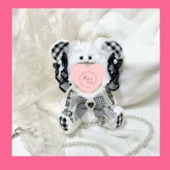 514】ぬい服　15〜16センチ着ぐるみおすわりチェックくまさん　水色 504ぬい服　15〜16センチ 着ぐるみおすわりチェックくまさん　黒