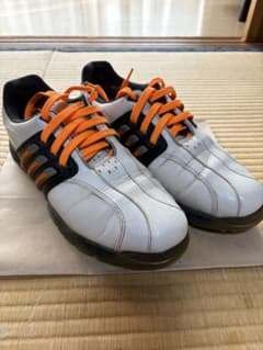 adidas ゴルフシューズ ホワイト オレンジ - メルカリ