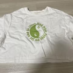 クロップドTシャツ ホワイト グリーンプリントのサムネイル