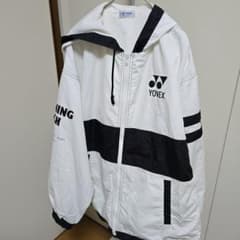 YONEX フード付きジャケット ホワイト/ブラック - メルカリ