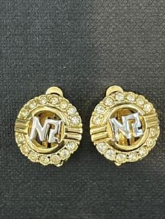 正規品NINA RICCI ニナリッチサークルイヤリングゴールドxシルバーカラー