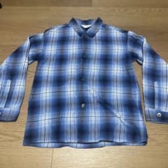 UNUSED チェック柄 ネルシャツ 青系　サイズ1のサムネイル