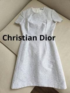 Christian Dior シルク混 半袖エーラインツィードワンピース ドレスのサムネイル