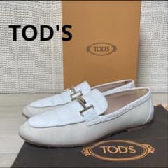美品✴︎TOD’S ダブルT クロコ型押し　白レザー　キャンバス素材　ローファー 美品✴︎TOD'S ダブルT クロコ型押し 白レザー キャンバス素材