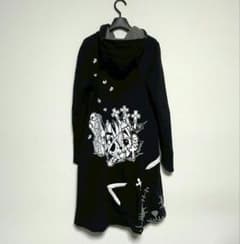 HANGRY&ANGRY ネコミミパーカー ロング丈 ブラック チャームあり