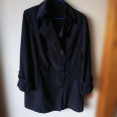 黒 ダブルブレスト トレンチコート