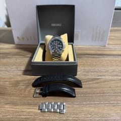SEIKO クロノグラフ ブラック　海外モデル➕本革ベルト20mm 動いてます SEIKO クロノグラフ ブラック 海外モデル➕本革ベルト20mm 動いてます
