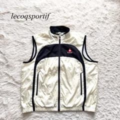 【ルコックスポルティフ】ベスト　フルジップ　アイボリー　ロゴ　ゴルフウェア