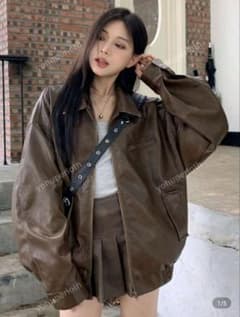 SHEIN ブラウン PUレザージャケットのサムネイル
