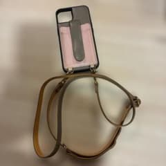 ショルダー付き iPhoneケース ピンク×グレーのサムネイル